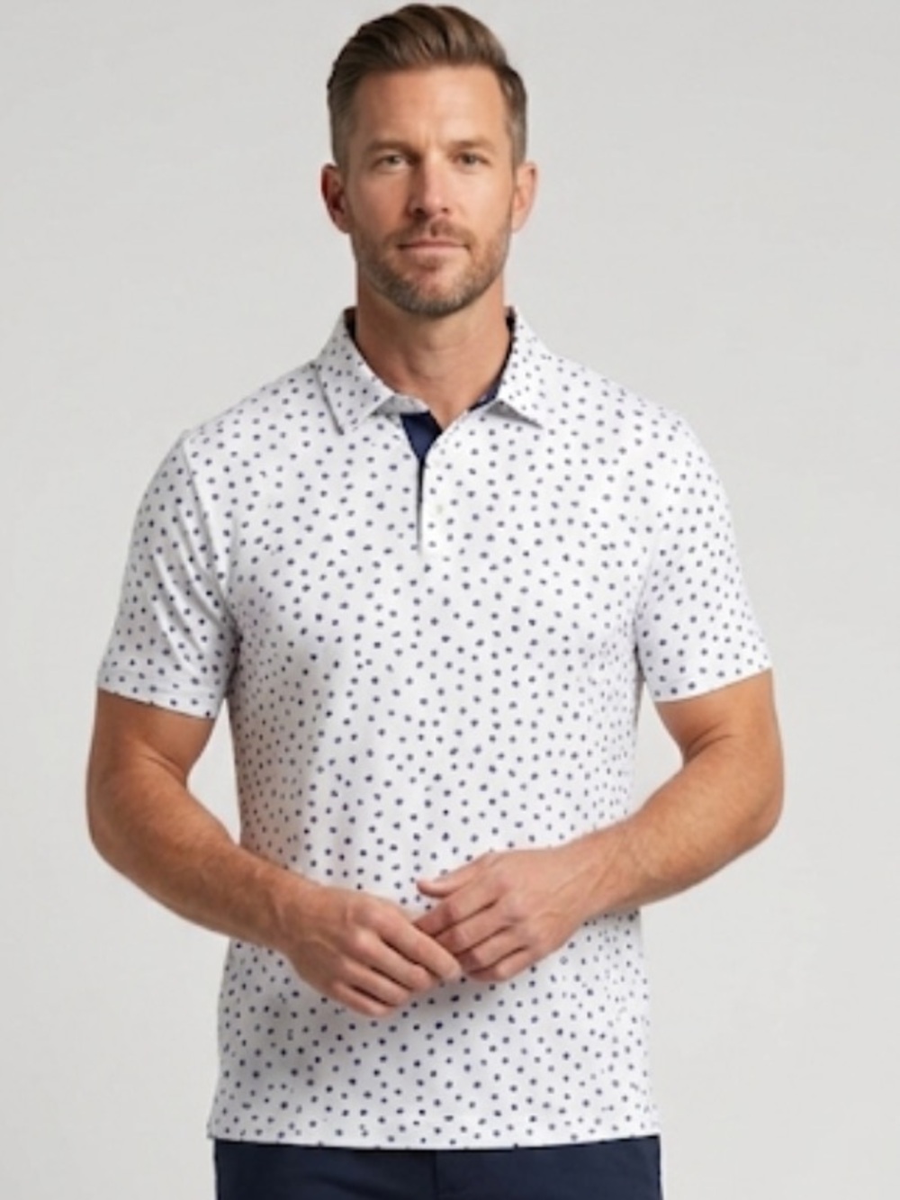 Stitch Golf Mens Medium Abstract Print Polo White Blue Feather Logo NWOT
BB